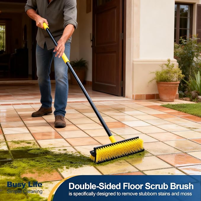 Yocada Double-Sided Floor Scrub Brush Triangle Brush Heavy Duty 65.5" | Corner - Image 6