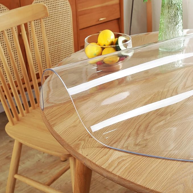 Warmstar Round Clear Table Protector - 29Inch, 2mm Thick PVC Tablecloth for Dining & Coffee Tables