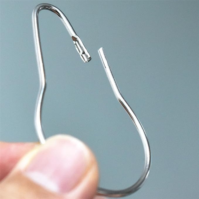 Silver Shower Curtain Rings Metal Hooks Ring Nickel Plated Rustproof - Image 3