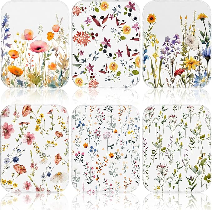 Reusable Kitchen Cloths Cotton Towel, 6 Pack, Wildflowers by Noveread