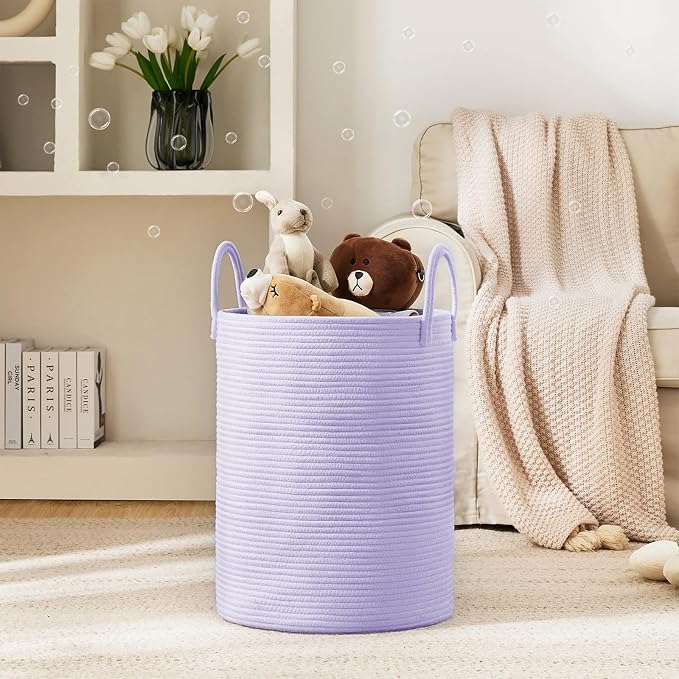 YOUDENOVA Cotton Rope Laundry Hamper Basket, 58L Blanket Basket - Image 2