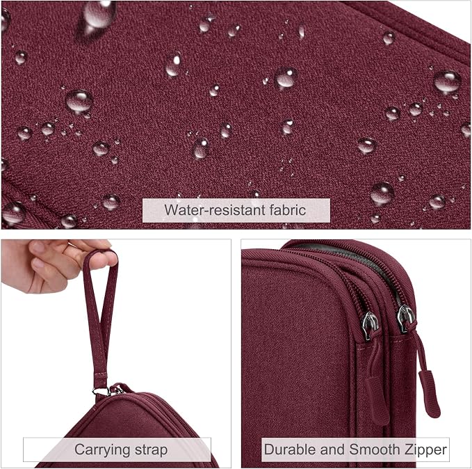 FYY Electronic Organizer, Travel Tech Pouch Bag, Wine Red | Wrist Strap - Image 4