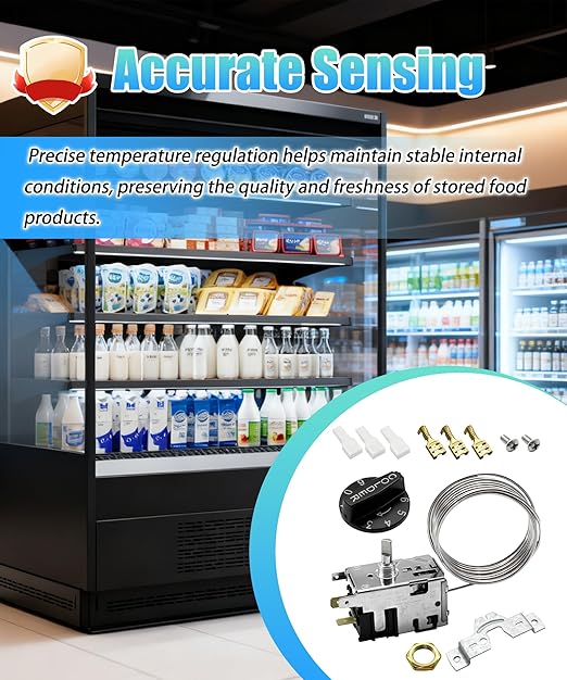 800366 Temperature Control Kit Fits for True Commercial Refrigerators and Freezers Replace 077B6806, 077B7172, 988282 | 76" Coil Sensing Thermostat
