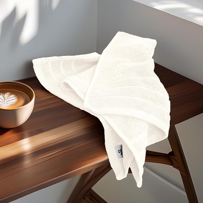 6 Piece Hand Towels Set 16 x 28 Inches, Cream | 100% Cotton, Lighter Weight - Image 6