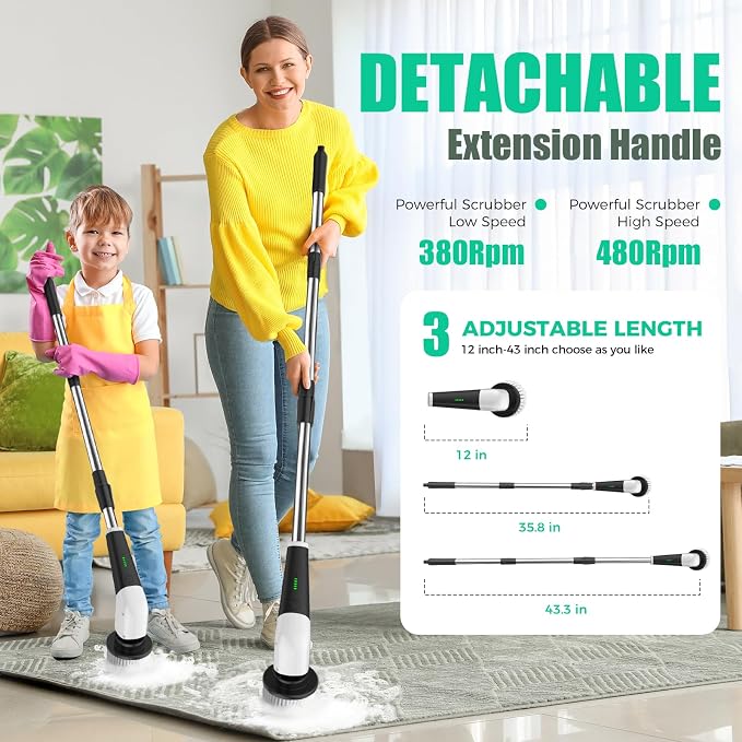 YKYI Electric Spin Scrubber, Cordless Power Cleaning Brush - Image 2