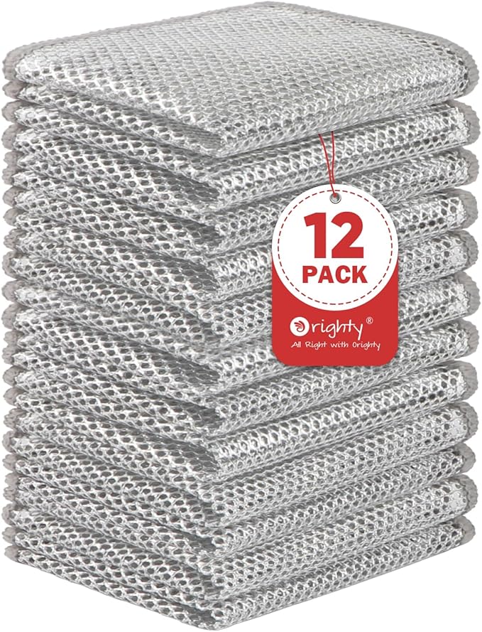 Orighty Dish Cloths for Washing Dishes, 12 Pack Metal Dish Rags by AllRightinOrighty