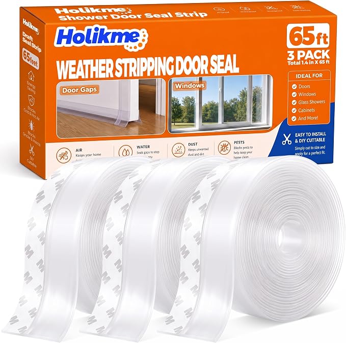 Holikme Weather Stripping Door Seal, Shower Door Bottom Seal, 1.4" W-65Feet | by Holikme