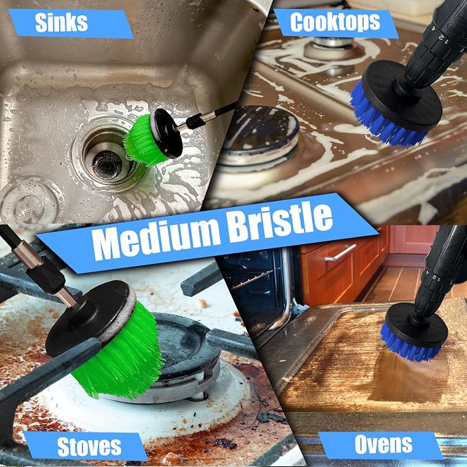 8 Pack Drill Brush Attachment Set, 1/4in Power Scrubber Brush + Extend Long - Image 6
