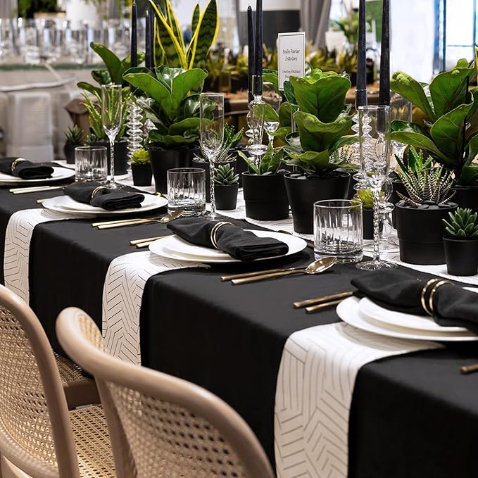 sancua 8 Pack Black Tablecloth 60 x 120 Inch, Rectangle Table Cloth for 8 Feet Tables - Stain and Wrinkle Resistant Washable Polyester Table Cover for Dining Tables, Buffet Parties and Camping
