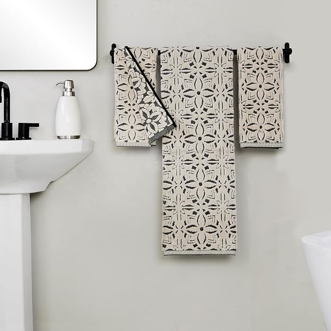 SKL Home Lisbon Hand Towel Set-2pc, Premium 100% Cotton, reversible jacquard. - Image 2