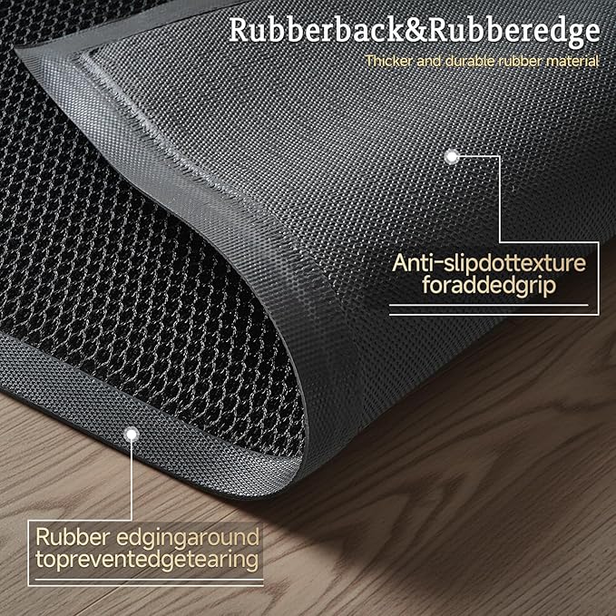 24x36 Inch Heavy Duty Front Door Mat with Elastic Mesh Surface, Cushioned Comfort, Superior Dirt Trapping, Non Slip Rubber Backing Door Mat Indoor Outdoor Entrance Rug for High Traffic Area(Jet Black)