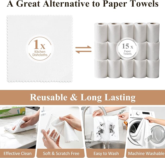 30 Pack Microfiber Cleaning Cloths, Dish Towels - Image 8