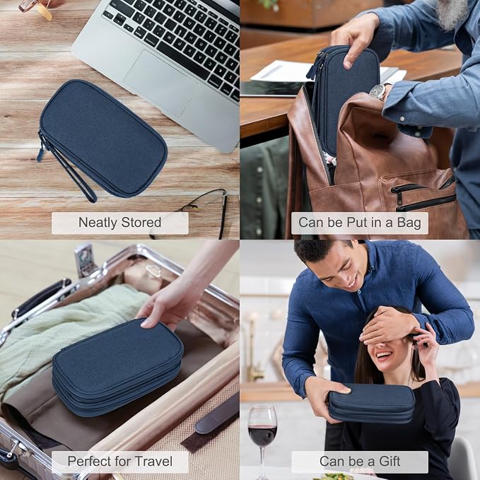 FYY Electronic Organizer, Travel Tech Pouch Bag, Cable Organizer Navy | Wrist - Image 7