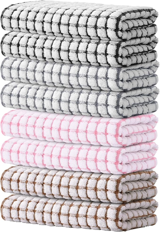 Kitinjoy Cotton 8 Pack Terry Kitchen Towels, Mix Color by Kitinjoy