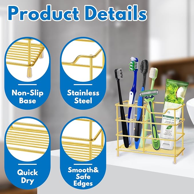 Urbanstrive 304 Stainless Steel Bathroom Toothbrush Holder Toothpaste Holder - Image 7