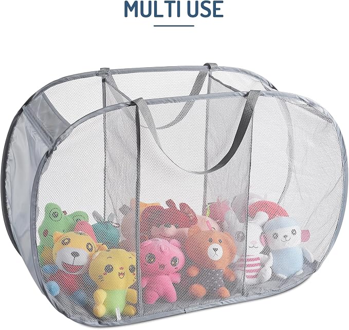 Seiritex Mesh Popup Laundry Hamper 3 Compartment Sortable Horizontal - Image 3