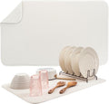 S&T INC. Dish Drying Mat, Cream | Absorbent Microfiber, XXL Kitchen Counter Mat by STINC