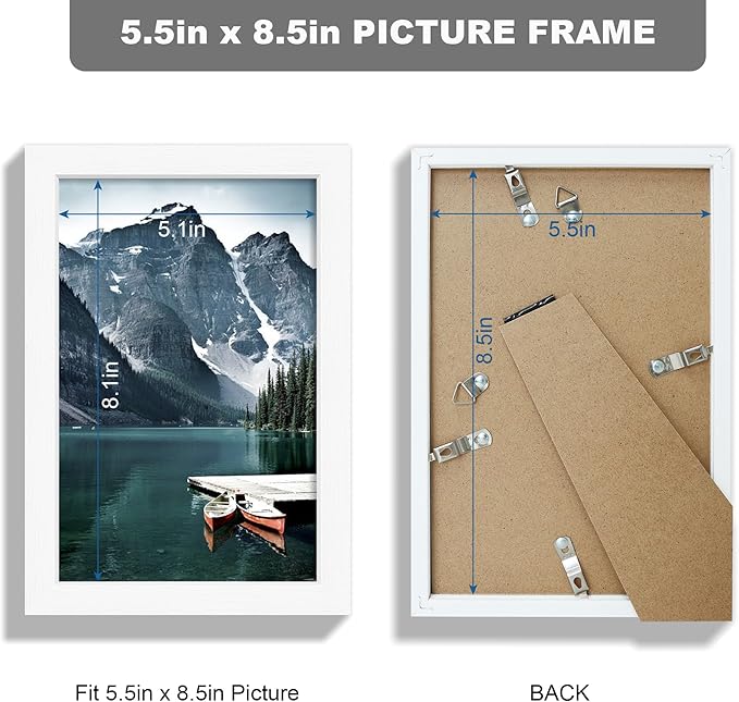 5.5x8.5 diploma Frame - Made of Real Glass and White Wooden Frame, 5.5 by 8.5 Photo for Wall or Tabletop Display, 3 Pack