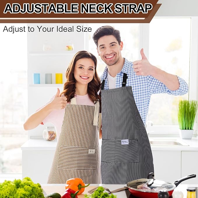 Janmercy 24 Pcs Aprons for Women Men with 2 Pockets Linen Cooking Kitchen Apron Adjustable Bib Chef Apron Bulk Aprons Unisex