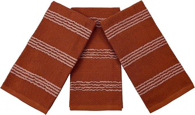 Terracotta Orange Rust Kitchen Dish Towels, 100% Cotton by SerafinaHome