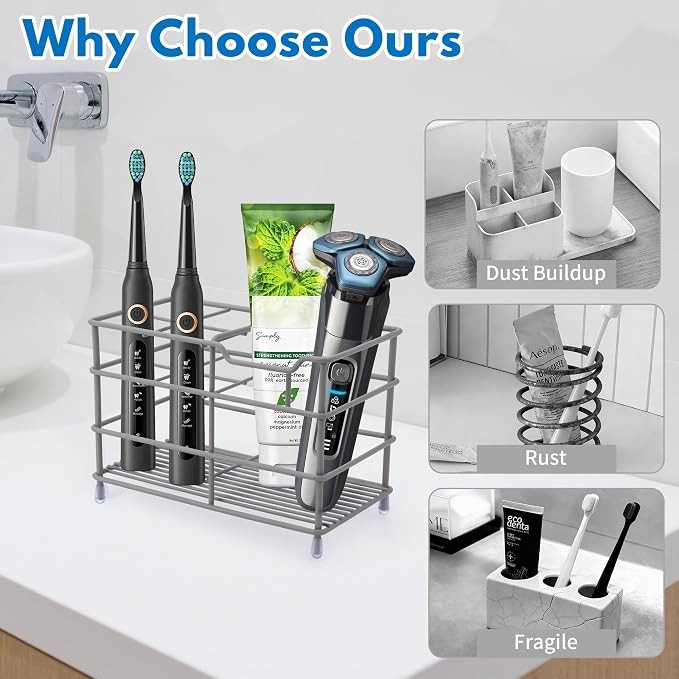 Electric Toothbrush Holders for Bathrooms 304 Stainless Steel Quick Drying | - Image 2