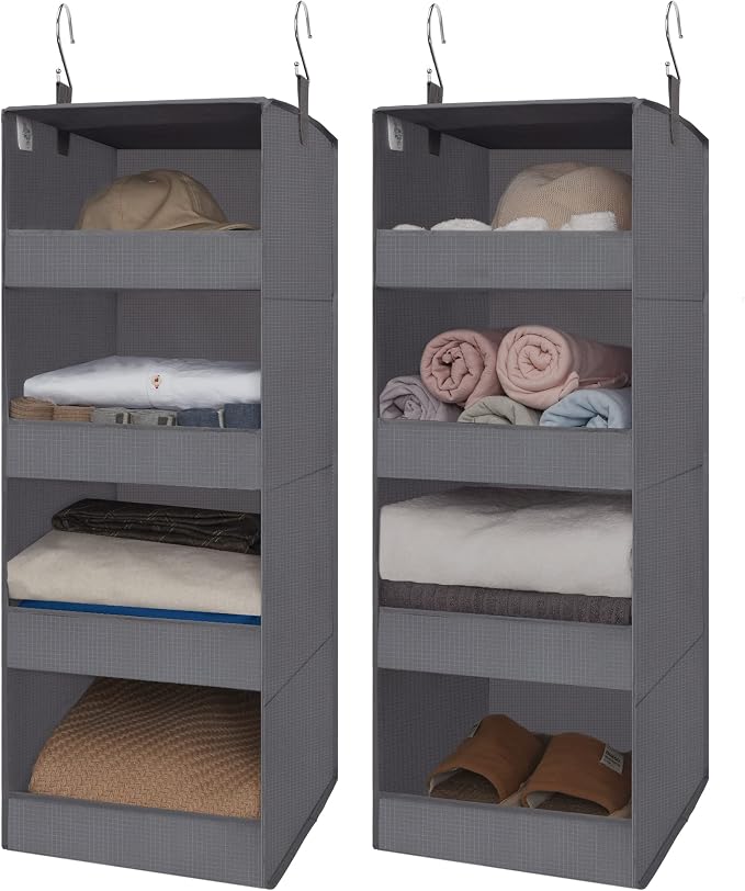 GRANNY SAYS 4-Shelf Hanging Closet Organizer, Foldable Storage, No-Sag Support by GRANNYSAYS