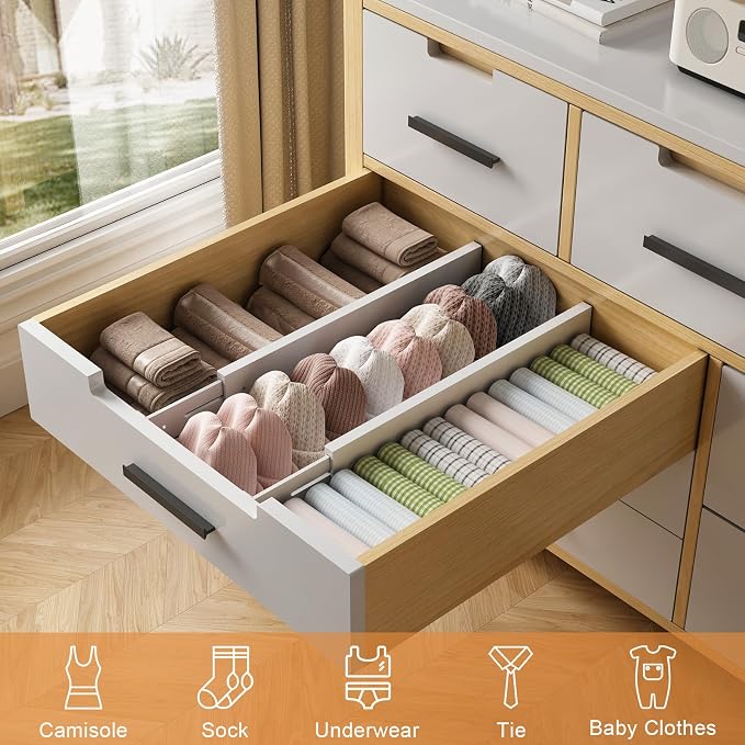 Bamboo Drawer Dividers, Adjustable Drawer Organizers, Fits 17.6–21" Drawers | - Image 5