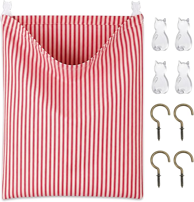Reusable Dirty Rag Storage Linen Bag, Vertical Stripes by Ribbonlic