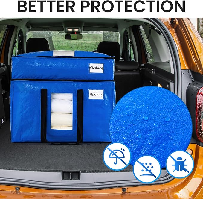 TAILI 2 Tier Moving Bags, 4 Blue Silver Storage Bags - Image 8