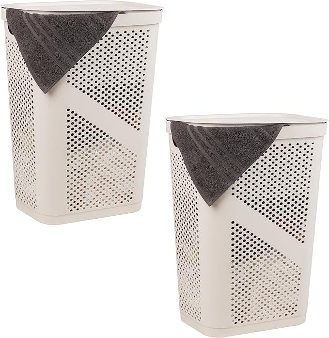 Mind Reader 60L Slim Laundry Hamper, Clothes Basket, Ventilated by MindReader