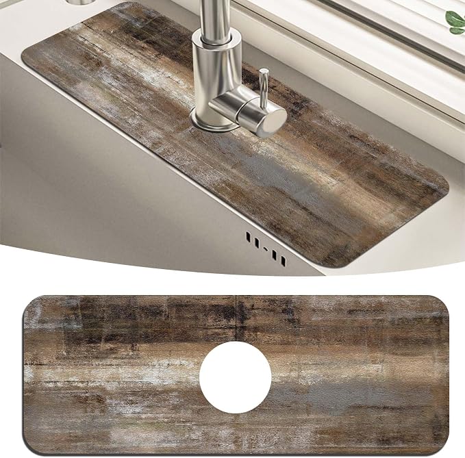 MCALK Dark Brown Kitchen Sink Faucet Mat Splash Guard, Absorbent Quick-Dry by MCALK