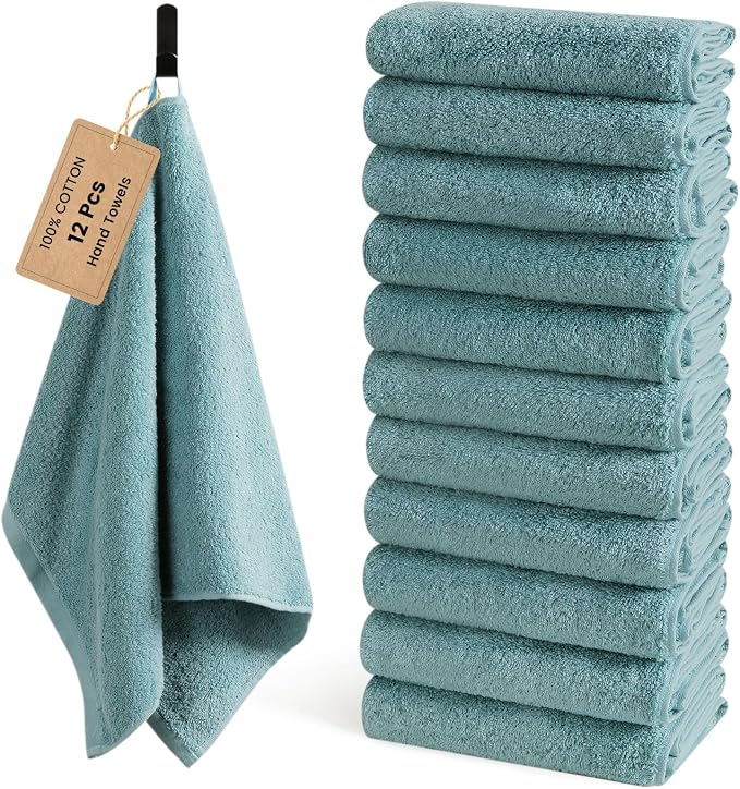12-Pack Blue Cotton Hand Towels by SEMAXE