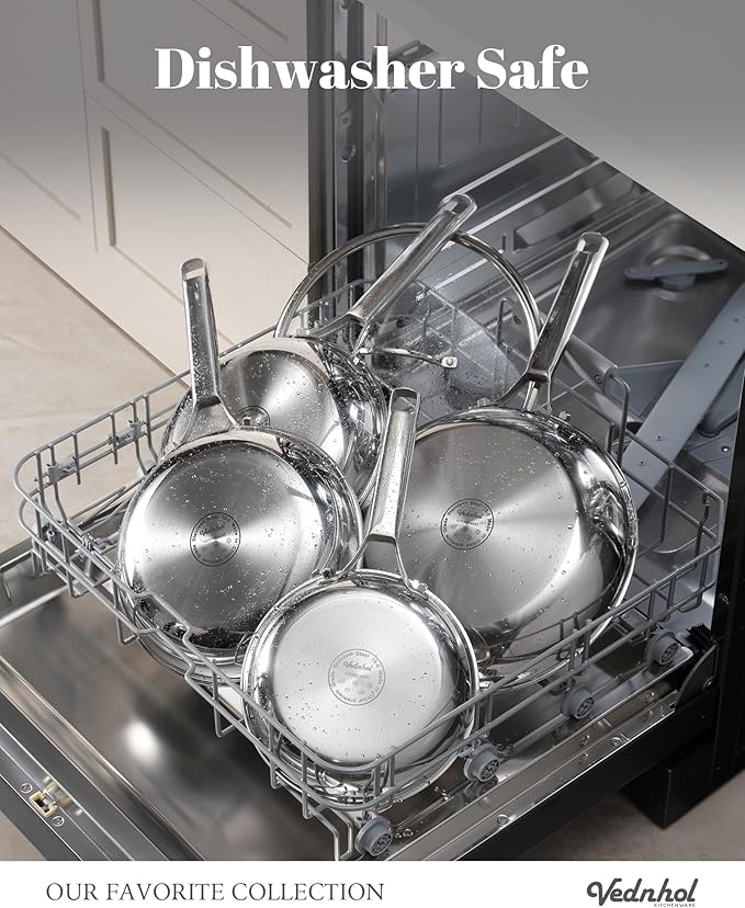 Stainless Steel Pan,12 Inch Stainless Steel Frying Pan,Tri-Ply Stainless Steel Skillet,Steel Pan for Cooking,PFOA&PTFE Free,Dishwasher and Oven Safe,Induction&All Stove Compatible