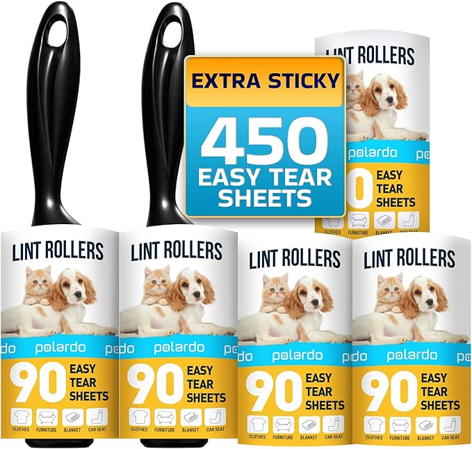 Lint Rollers for Pet Hair, Sticky Remover for Couch, Furniture and Carpet by Polardo
