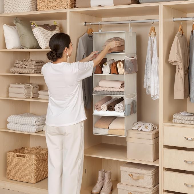 StorageWorks Hanging Closet Organizer, 5-Shelf Hanging Shelves - Image 2