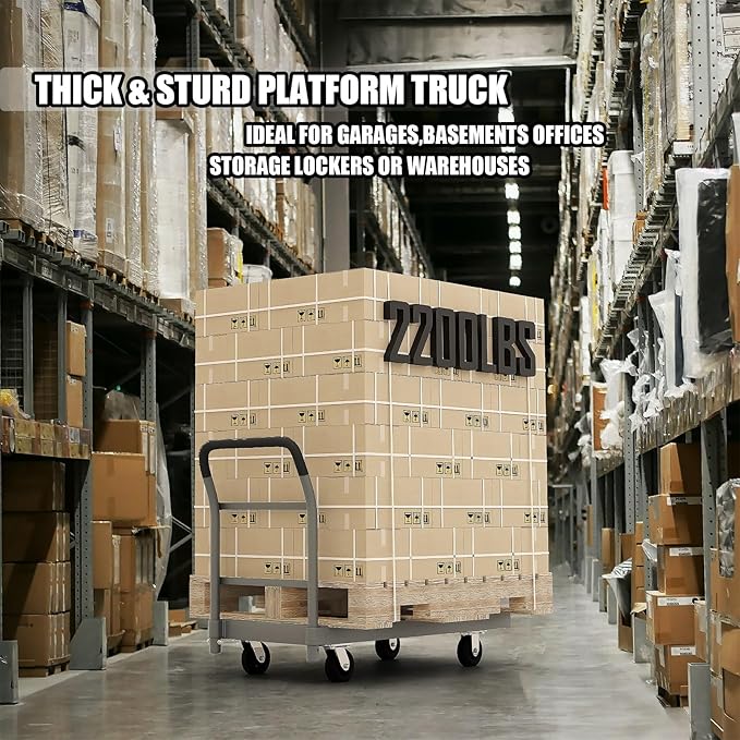 Heavy Duty Flatbed Cart, 2200LB Foldable Platform Truck Industrial Grade Weight Capacity, 48''L*24''W Platform Cart, Steel Hand Push Dolly Cart for Garden, Warehouse＆Yard