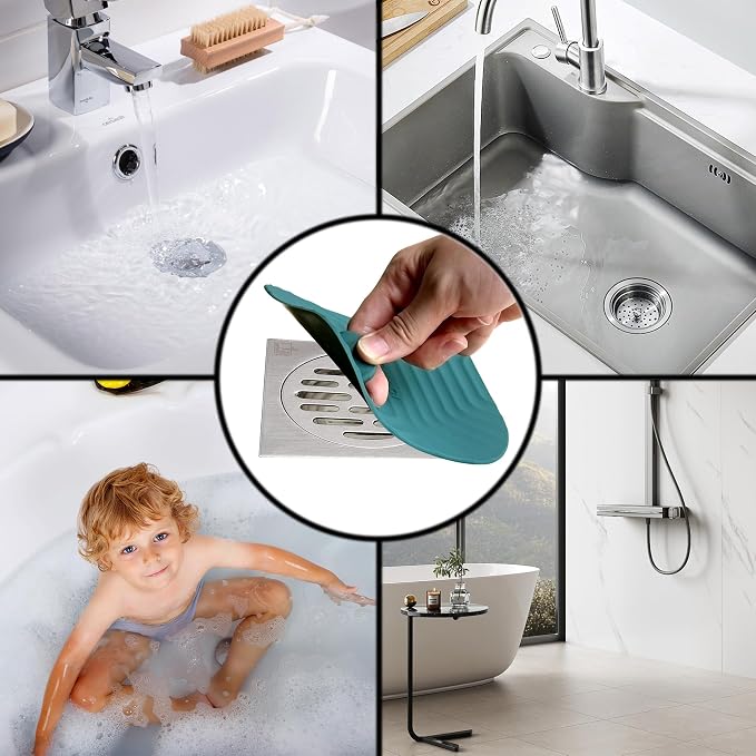 2 Pcs Blackish Green Shower Drain Cover Tub | Sewer Anti-Odor Mat Deodorizing - Image 7