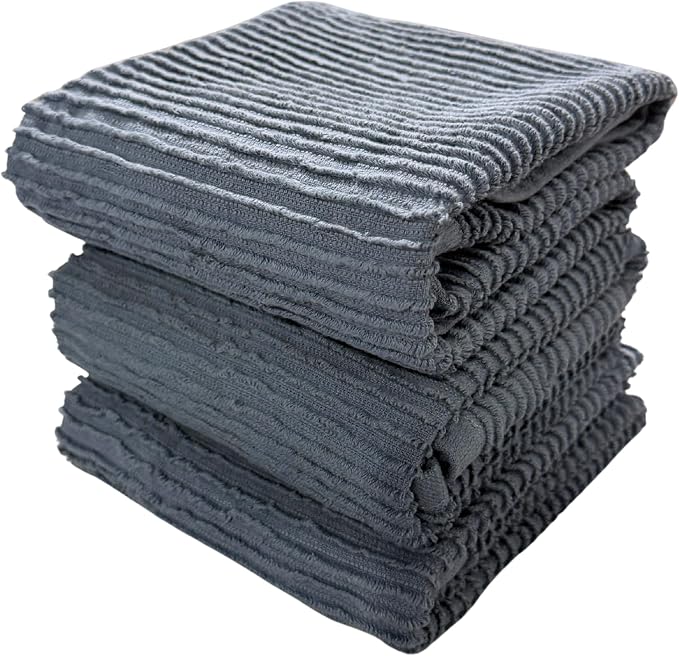 Slate Blue Gray Kitchen Hand Dish Towels, 100% Cotton by SerafinaHome
