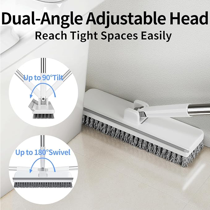 Floor Scrub Brush with 55" Long Handle, 2-in-1 Floor Brush with Built-in - Image 4
