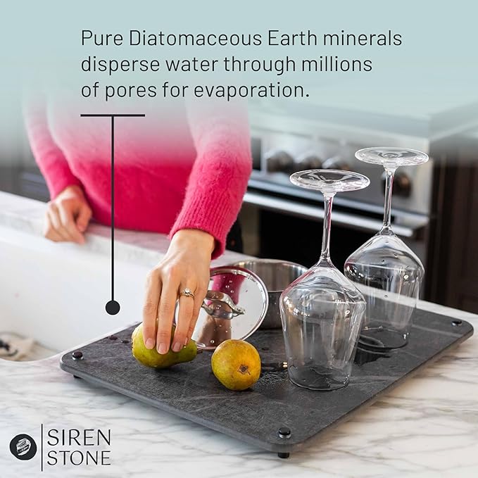 Natural Stone Dish Drying Mat 18" x 14", Slate Color - Image 3