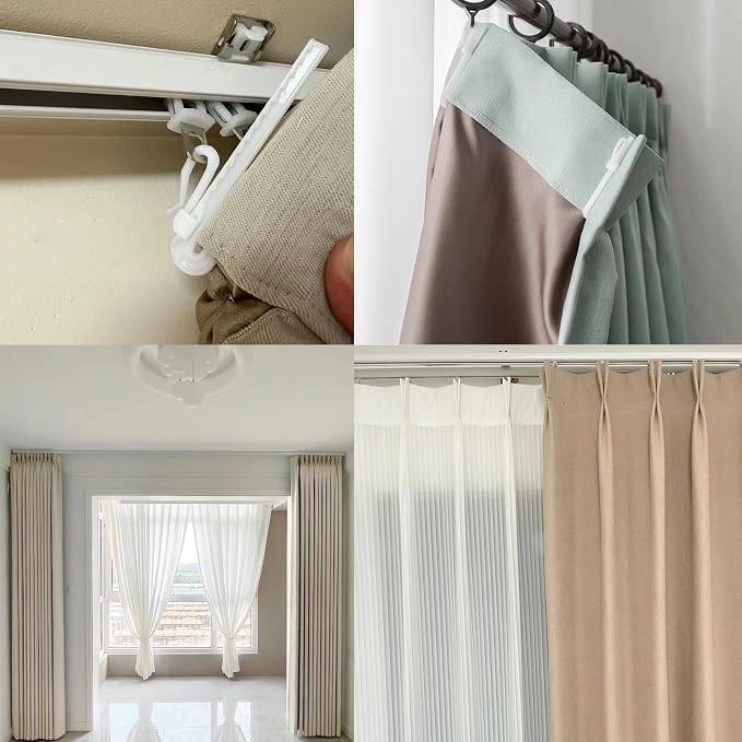 80 Pcs Adjustable Pinch Pleat Curtain Hooks Curtain Clips, Plastic Curtain Hooks - Image 6