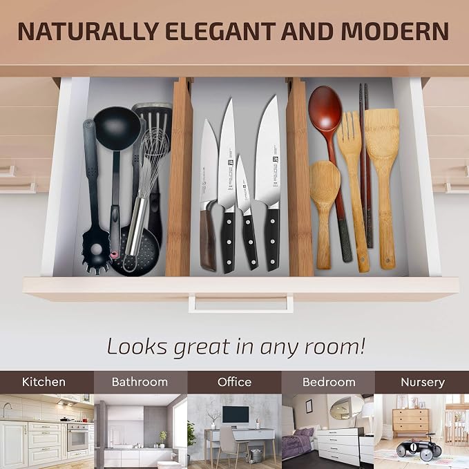 4-Pack Drawer Dividers 2.6-Inch High Dresser Drawer Organizer 16 to 22 Inch | - Image 3