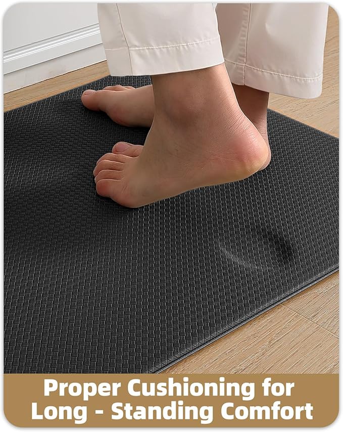 Color&Geometry Anti Fatigue Cushion Kitchen Mat for Floor -17"x29",Easy Clean, Water & Oil Proof, Anti Slip, Foam Rubber Runner Rug for Front Sink Comfort Standing,Black