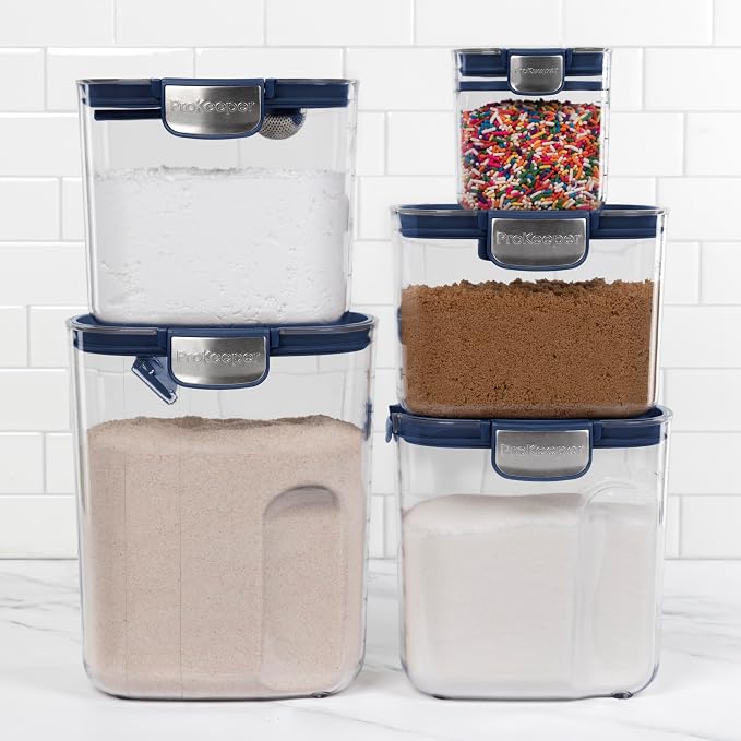 ProKeeper+ Airtight Food Storage Container Set – Clear Plastic Flour and Sugar - Image 3