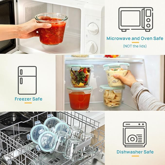 Vtopmart 5 Pack 3 Cup Glass Soup Container Set - Image 7