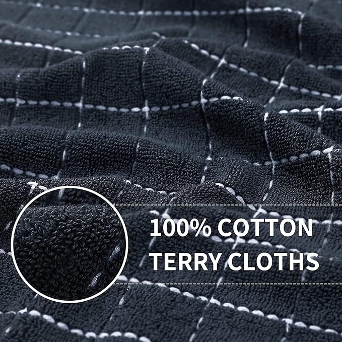 Homaxy 100% Cotton Terry Kitchen Towels, 12 Pack, Dark Grey - Image 2