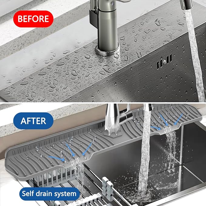 Kitchen Sink Splash Guard Gen2-30" x 6'' Silicone Sink Mat Splash Guard fit - Image 6