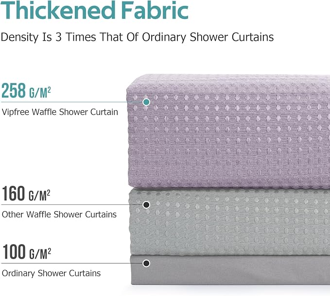 Vipfree 3 in 1 Shower Curtain Set, Waffle Shower Curtain and Liner Set - Image 5