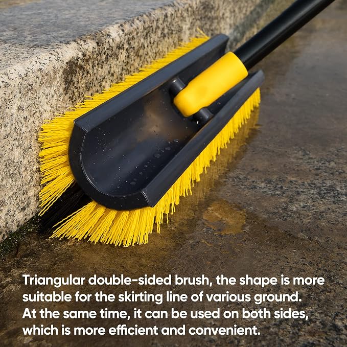 Yocada Double-Sided Floor Scrub Brush Triangle Brush Heavy Duty 65.5" | Corner - Image 3