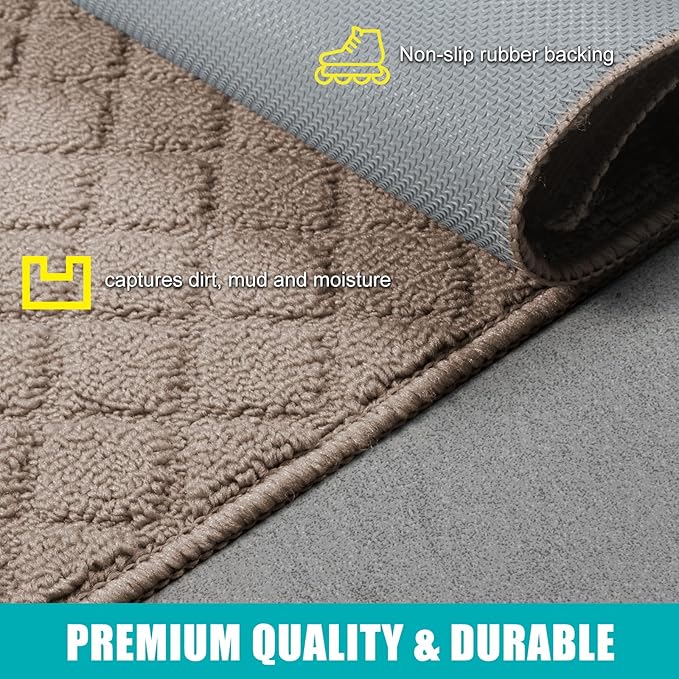 Azadx 3'x5' Front Entryway Door Mat Non Slip Indoor Door mats Washable Entry Mats Welcome Doormat Dirt Trapper for House Entry Low Profile Doormat Indoor Entrance Mat